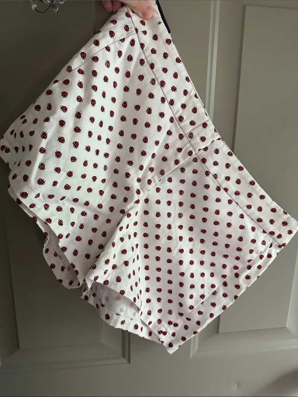 J. Crew White Shorts with Red Ladybug Print